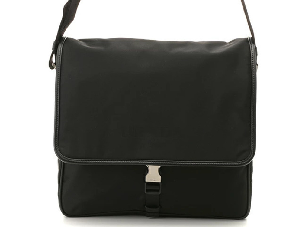 Prada Tessuto Saffiano Leather Shoulder Bag Black